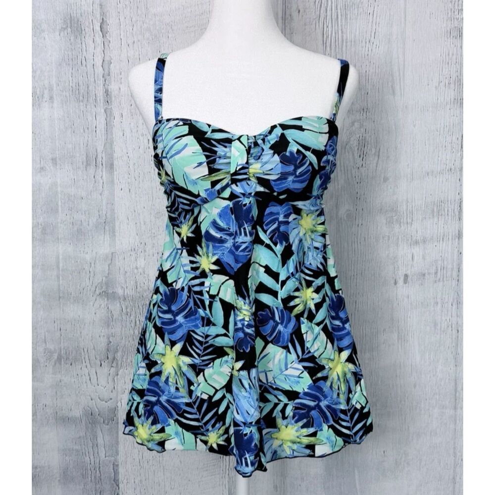 Surf Gear Tanki Top Swimwear Leaf Tropical Print Women's Size Small